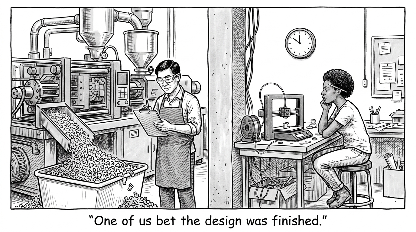 Image for &ldquo;A Mold Is a Bet That the Design Won't Change. A Printer Is a Bet That It Will.&rdquo;