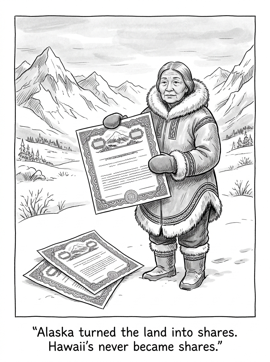 Image for &ldquo;Alaska turned its land settlement into shares. Hawaii's never became shares at all.&rdquo;