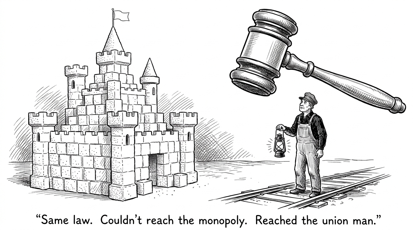 Image for &ldquo;In 1895, the Same Law Failed Against a 98% Monopoly and Succeeded Against a Union Leader -- in the Same Year, at the Same Court.&rdquo;