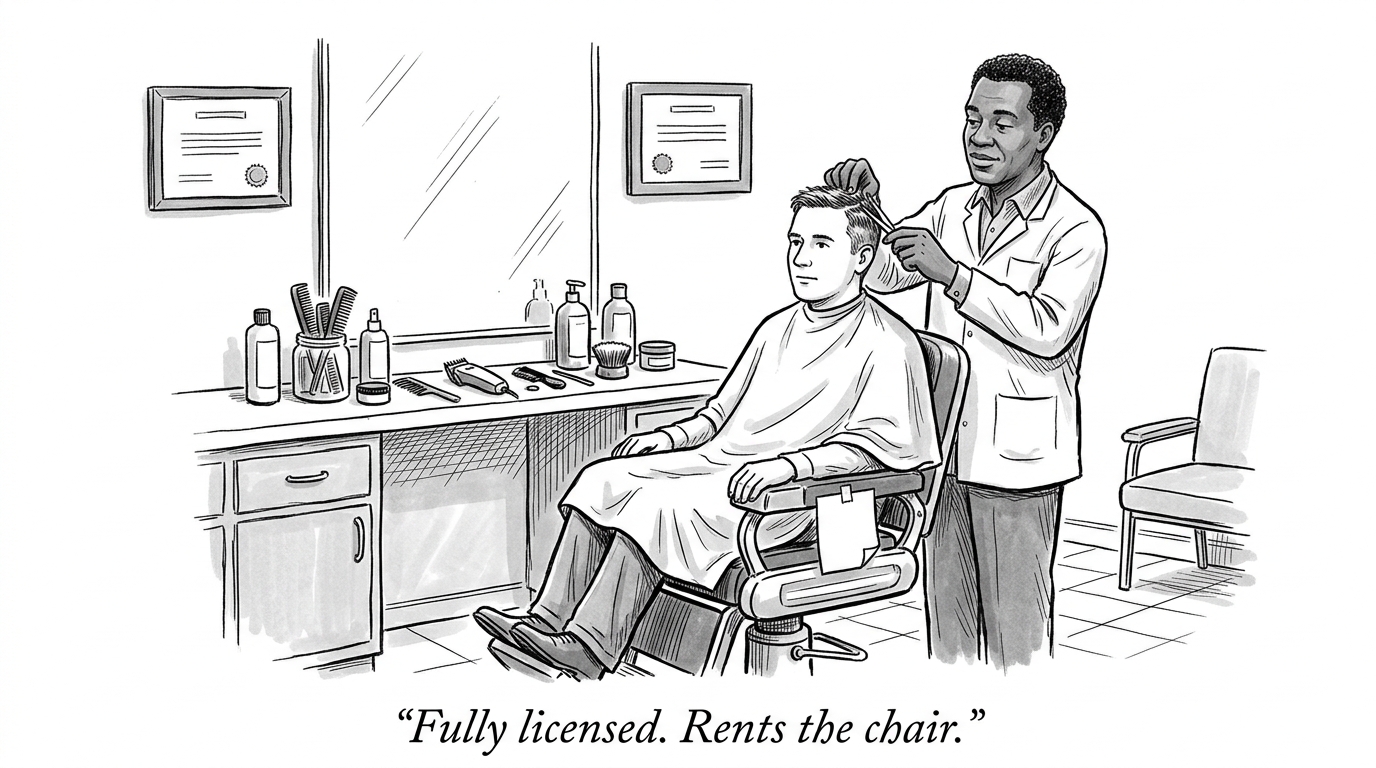 Image for &ldquo;A Cosmetology License Takes More Training, on Average, Than an EMT's. The Barber Behind the Chair Still Almost Certainly Isn't Anyone's Employee.&rdquo;