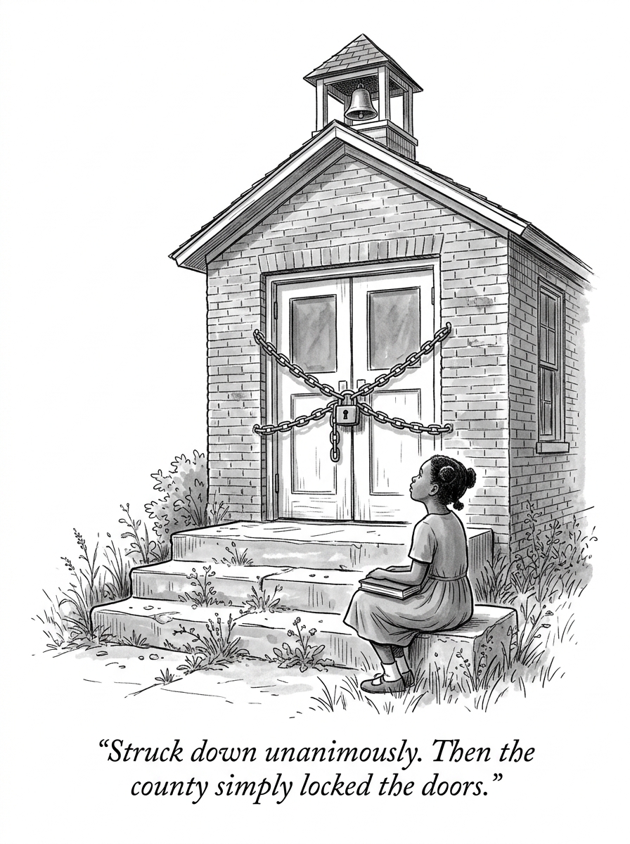 Image for &ldquo;The Supreme Court Struck Down School Segregation, Unanimously, in 1954. Ten Years Later, 2% of Black Students in the South Attended a Majority-White School. One Virginia County Just Closed Its Schools Instead, for Five Years.&rdquo;