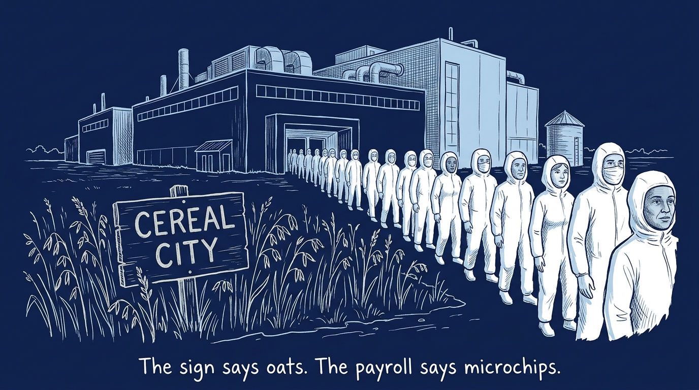 Image for &ldquo;Cedar Rapids Has Been Called "Cereal City" Since 1873, When the World's Largest Oat Mill Was Built There. Its Actual Largest Employer Now Makes Aerospace Microchips, and It's Nearly Ten Times the Size.&rdquo;