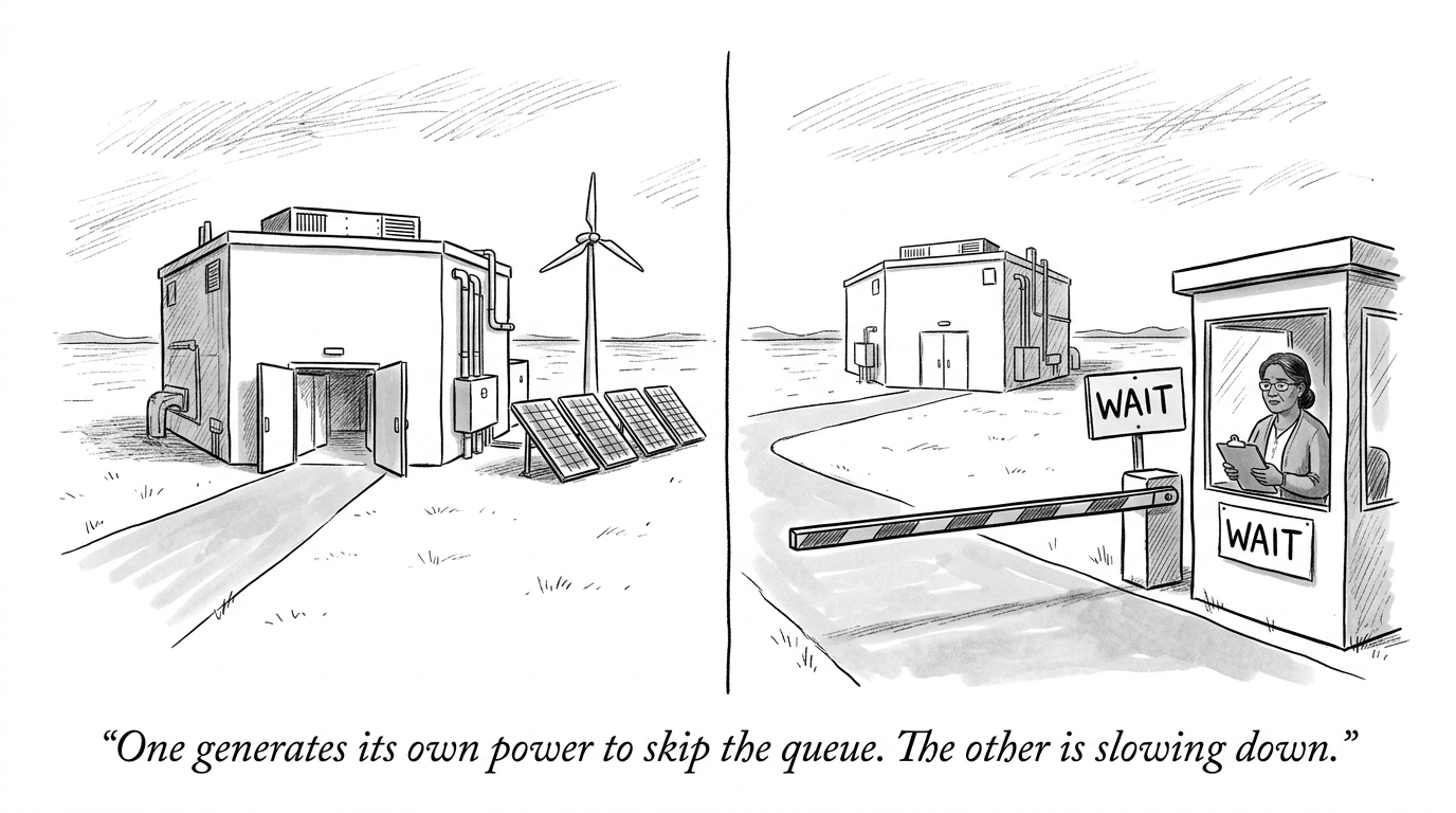 Image for &ldquo;China's Ulanqab Hub Generates 848 Million Kilowatt-Hours a Year to Skip the Grid Queue Entirely. Twelve U.S. States Introduced Bills in 2026 to Slow Their Own Data Centers Down -- On Purpose.&rdquo;