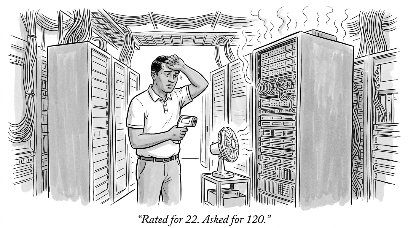 Image for &ldquo;One of the World's Densest Data Center Campuses Couldn't Run a Real AI Cluster. The Reason Fits in Two Numbers: 22 and 120.&rdquo;