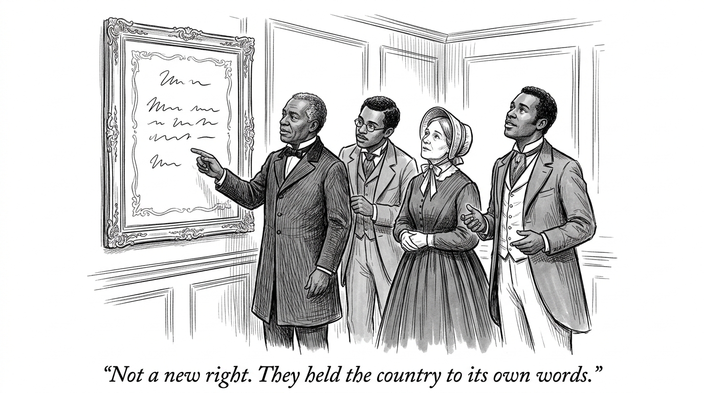 Image for &ldquo;The Declaration Said "All Men Are Created Equal" in 1776. Frederick Douglass Asked What That Meant to a Slave in 1852. It Took Four More People, Over 112 More Years, Forcing the Same Question, to Get an Honest Answer.&rdquo;