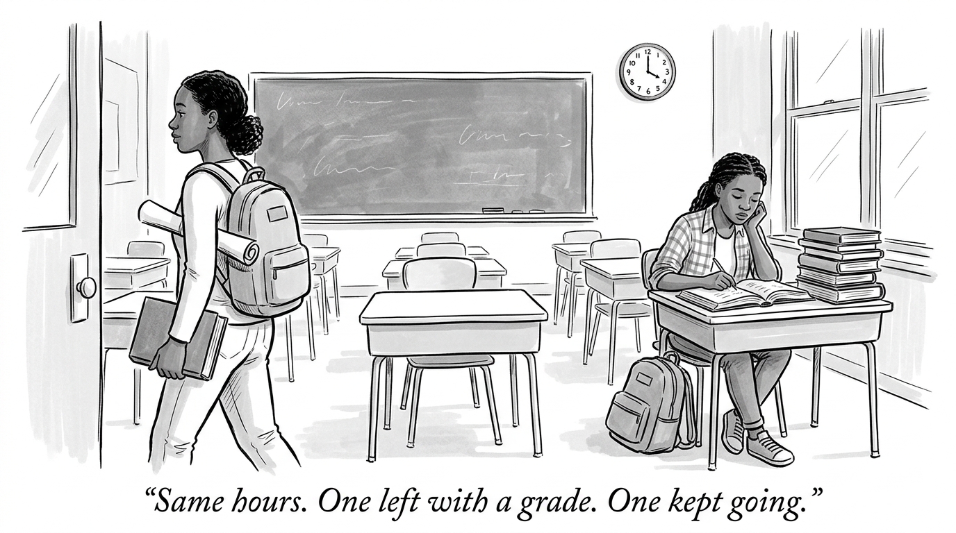 Image for &ldquo;A Student Who Shows Up for the Grade Gets Certified. A Student Who Shows Up Curious Gets Something a Transcript Can't Measure. The Difference Is a Real Mechanism, Not a Mood.&rdquo;