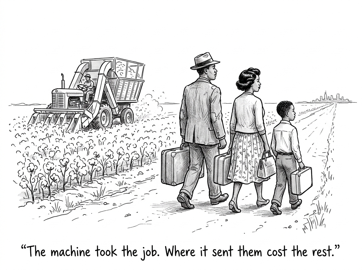 Image for &ldquo;A Machine Already Displaced Six Million American Workers. What Cost Them Wasn't the Job -- It Was Where the Job Loss Sent Them.&rdquo;