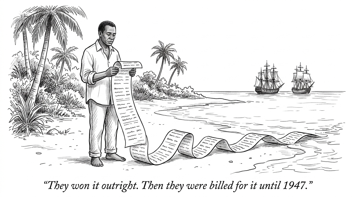 Image for &ldquo;They Won the Only Successful Slave Revolution in History and Declared Independence in 1804. France Sent Warships and Made Them Pay for Their Own Freedom -- Until 1947. The US Didn't Recognize Them for 58 Years.&rdquo;