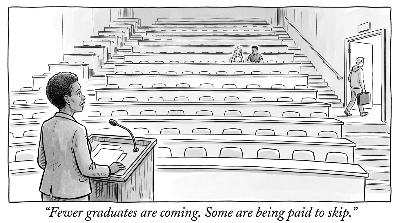 Image for &ldquo;High School Graduates Peak This Year, Then Decline for Sixteen Straight Years. Palantir Pays Teenagers $5,400 a Month to Skip College Entirely. Neither Trend Needs the Other to Be Real.&rdquo;
