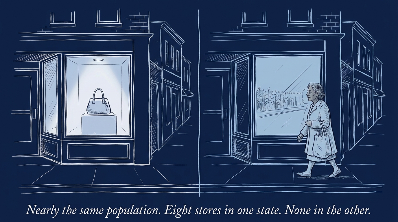 Image for &ldquo;Nevada and Iowa Have Almost the Same Population. One Has Eight Louis Vuitton Stores. The Other Has None.&rdquo;