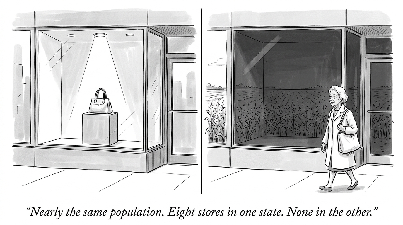 Image for &ldquo;Nevada and Iowa Have Almost the Same Population. One Has Eight Louis Vuitton Stores. The Other Has None.&rdquo;