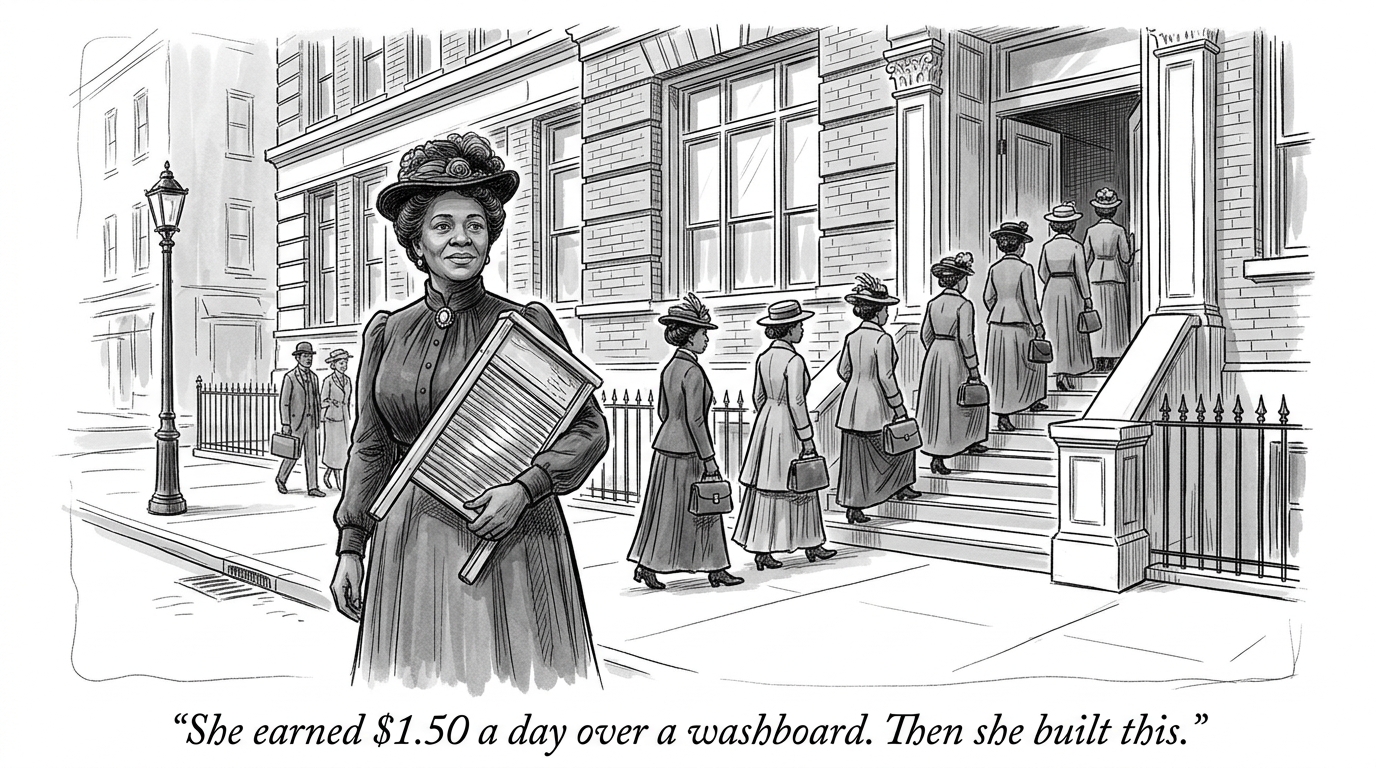 Image for &ldquo;She Made $1.50 a Day Washing Other People's Clothes. She Built a Company That Trained 20,000 Women to Earn $5 to $15 a Day Instead. The Building She Built With That Money Is Still Standing in Indianapolis.&rdquo;