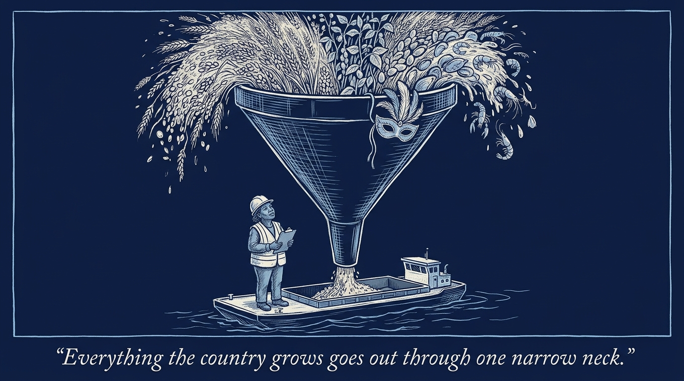 Image for &ldquo;New Orleans Is Known for Mardi Gras. It Also Ships 60% of the Country's Grain Exports and Produces a Quarter of the Nation's Seafood.&rdquo;