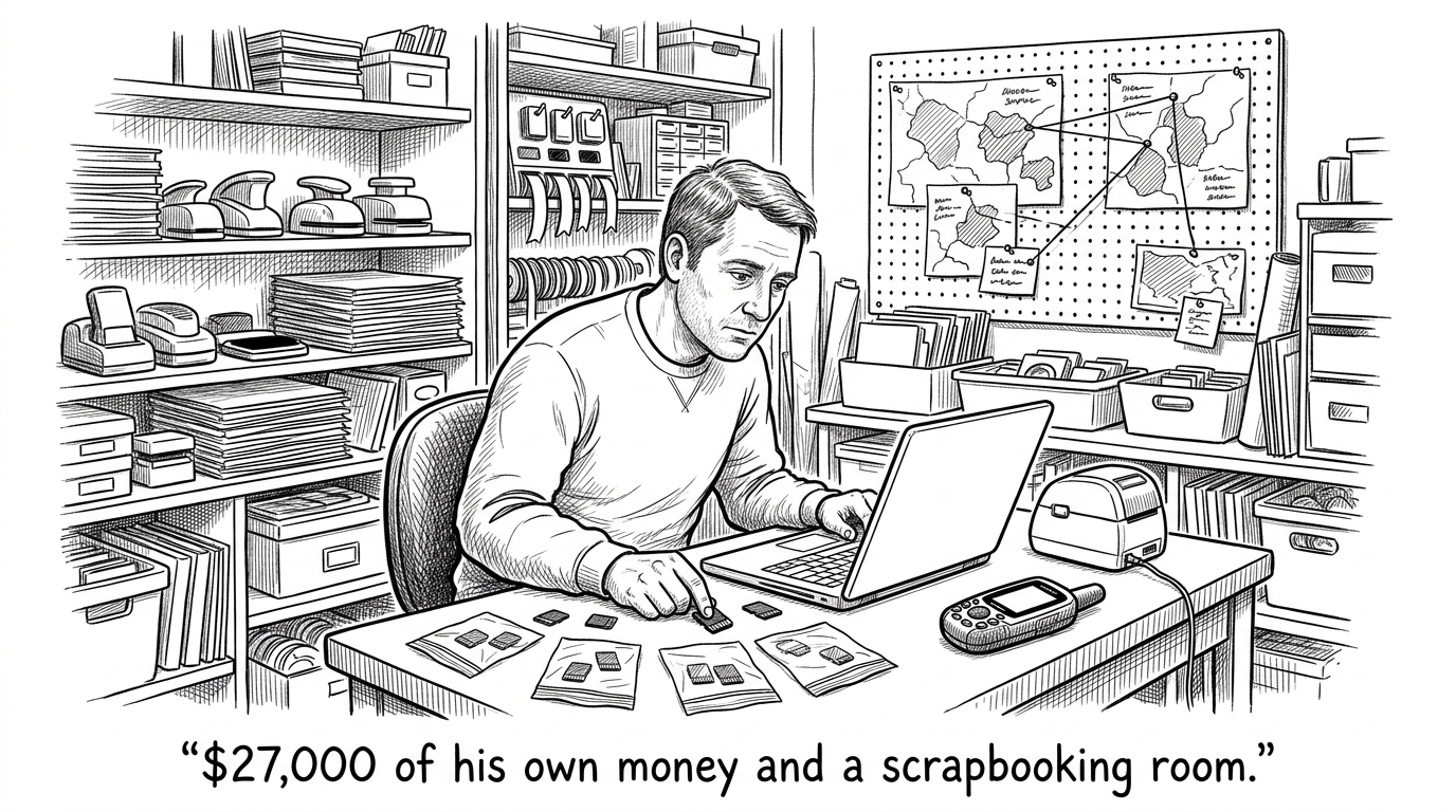 Image for &ldquo;He Put $27,000 of His Own Money Into a Chip That Told Hunters Whose Land They Were Standing On. He Ran the Company Out of His Wife's Scrapbooking Room. It's Now Raised $87 Million.&rdquo;