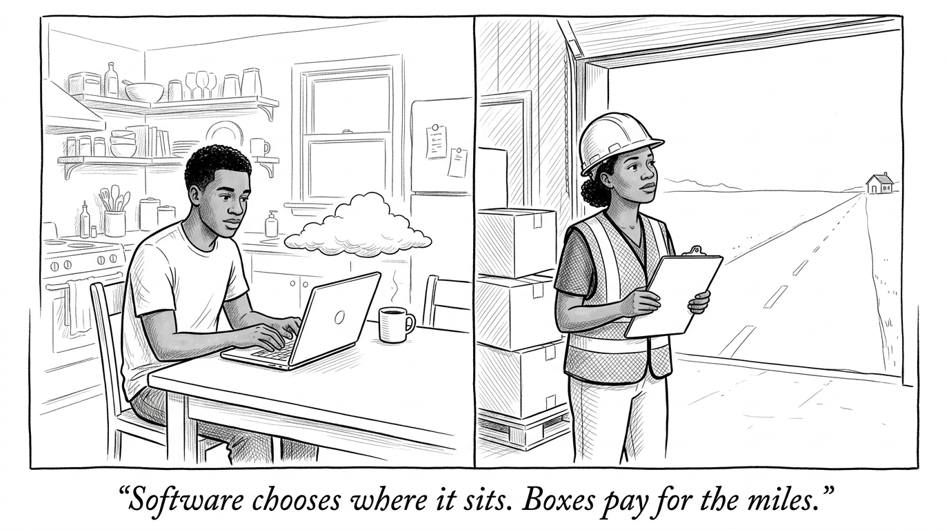 Image for &ldquo;This Site's Servers Sit in Oregon. Its Founders Work From Virginia. It Costs Nothing Extra. A Boise 3D-Printing Company Needs a Second Factory East of the Mississippi Just to Ship on Time.&rdquo;