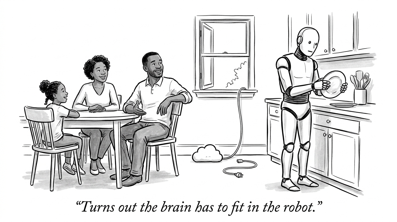 Image for &ldquo;Sunday Robotics Tested Cloud Inference in Real Homes for Two Days, Then Ripped It Out. Boston Dynamics Sends Its Robot's Reasoning to Google's Servers on Purpose. Nobody in Robotics Has Agreed Where a Robot's Brain Should Actually Live.&rdquo;