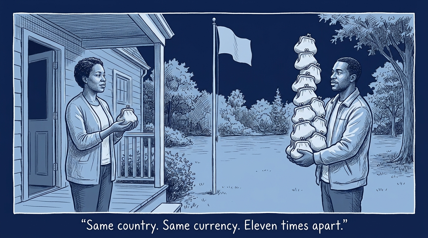 Image for &ldquo;Same country, same currency, eleven times the income&rdquo;