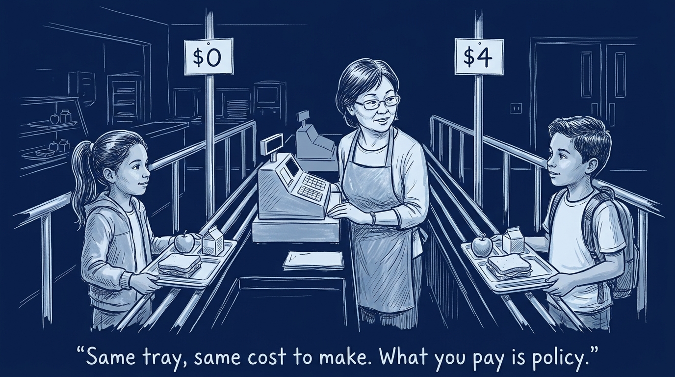 Image for &ldquo;What school lunch actually costs — one price to make it, three mechanisms for what you pay&rdquo;