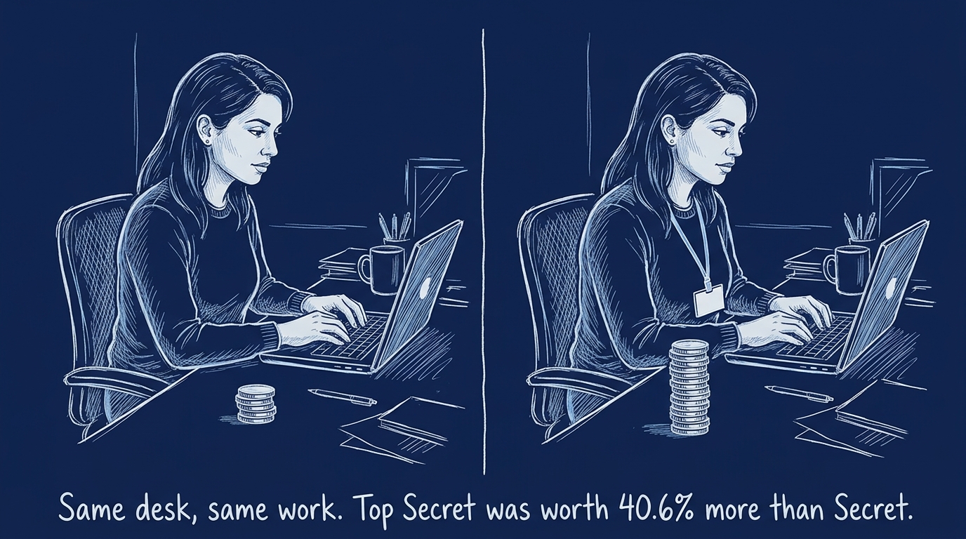 Image for &ldquo;3.7 Million Americans Hold a Security Clearance. The Salary Premium Is Bigger Than Most Degrees.&rdquo;