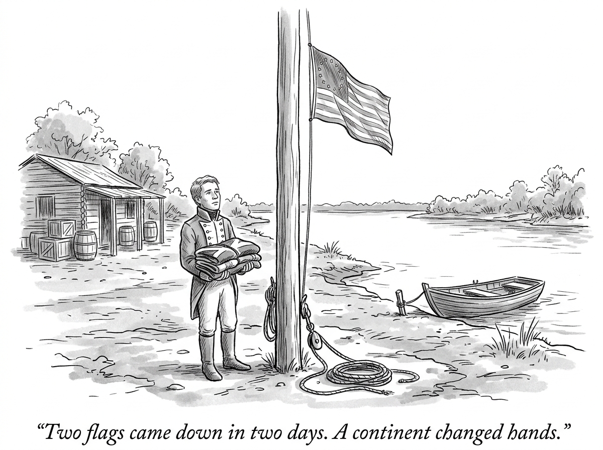 Image for &ldquo;A French Fur Trader Picked This Spot in 1764 for the River Access. Forty Years Later, Two Flags Came Down and Went Up in Two Days -- and Lewis and Clark Left From Right There Ten Weeks After That.&rdquo;
