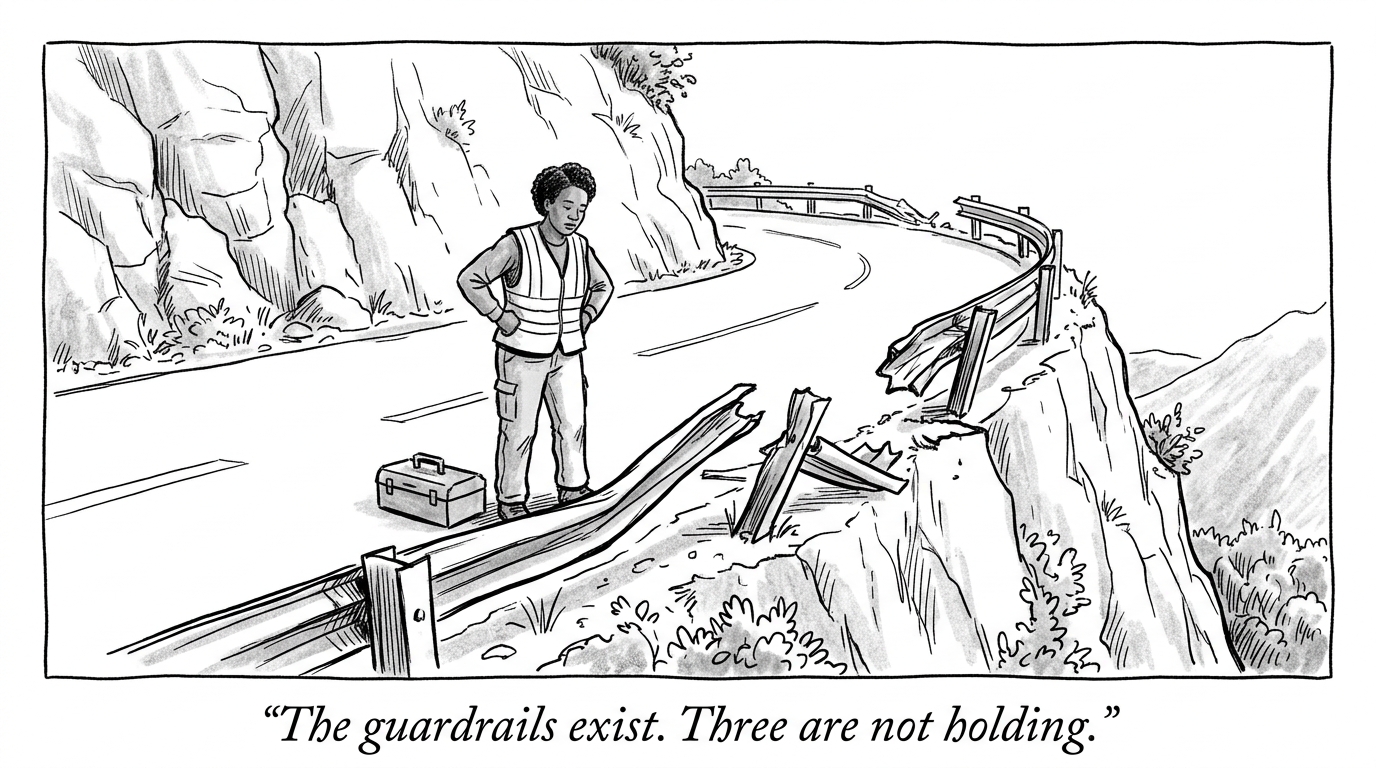 Image for &ldquo;Three guardrails, and why they're not holding&rdquo;