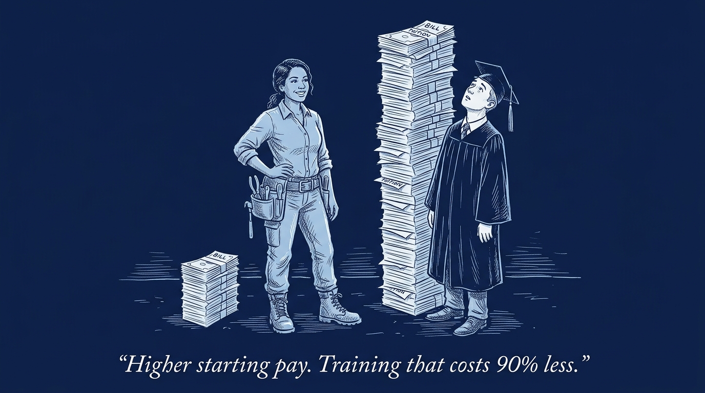 Image for &ldquo;The Average Electrician Out-Earns the Average New College Graduate. The Training Costs 90% Less and Takes a Fraction of the Time.&rdquo;