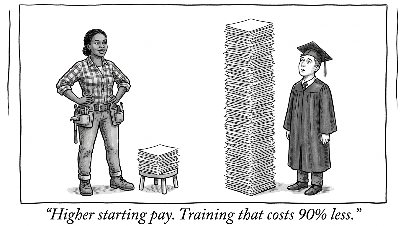 Image for &ldquo;The Average Electrician Out-Earns the Average New College Graduate. The Training Costs 90% Less and Takes a Fraction of the Time.&rdquo;
