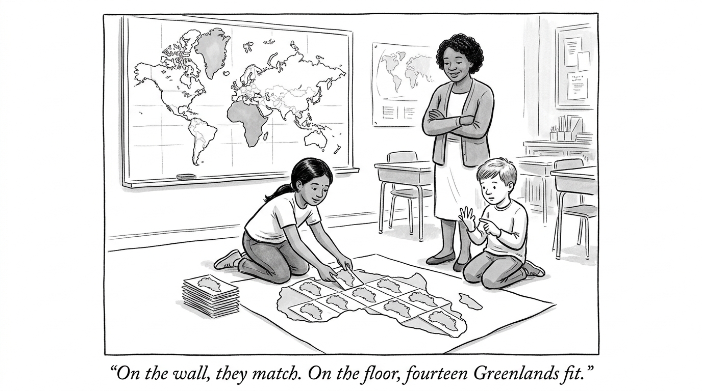 Image for &ldquo;On a Map Almost Every Classroom in America Uses, Africa and Greenland Look the Same Size. Africa Is Actually 14 Times Larger. The UN Just Voted 164-1 to Say the Map Is the Problem.&rdquo;