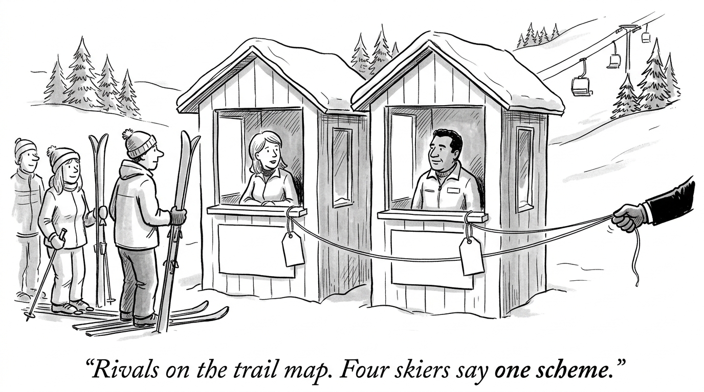 Image for &ldquo;Vail Resorts and Alterra Mountain Company Own 60 Ski Areas Between Them. In March 2026, Four Skiers Sued Them Both for Running It as One Scheme.&rdquo;