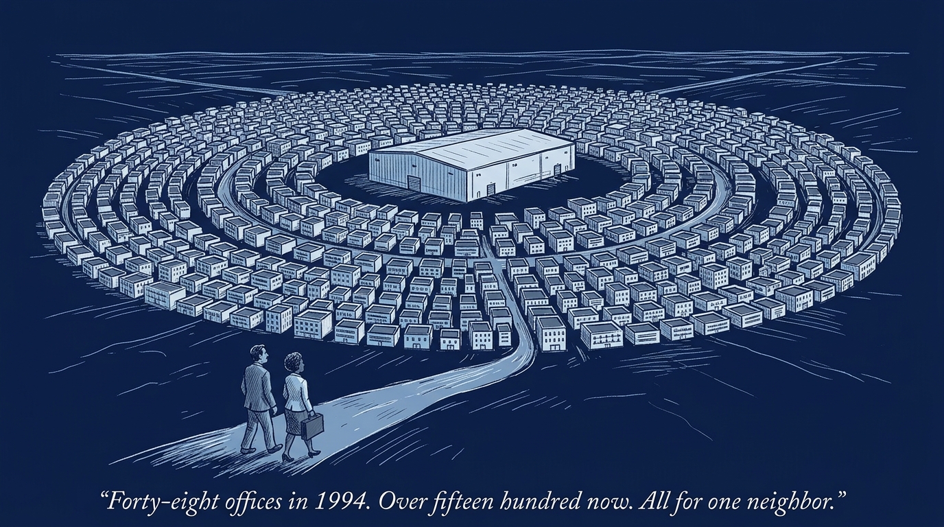 Image for &ldquo;In 1994, 48 Companies Kept an Office Near Walmart's Headquarters. By 2001 It Was 445. Today It's Over 1,500.&rdquo;