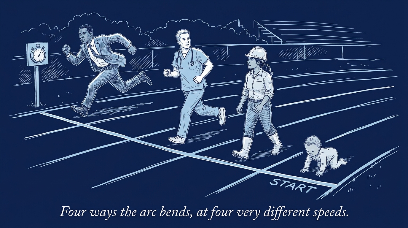 Image for &ldquo;Who does which work — four ways the arc bends, and one that takes a generation&rdquo;