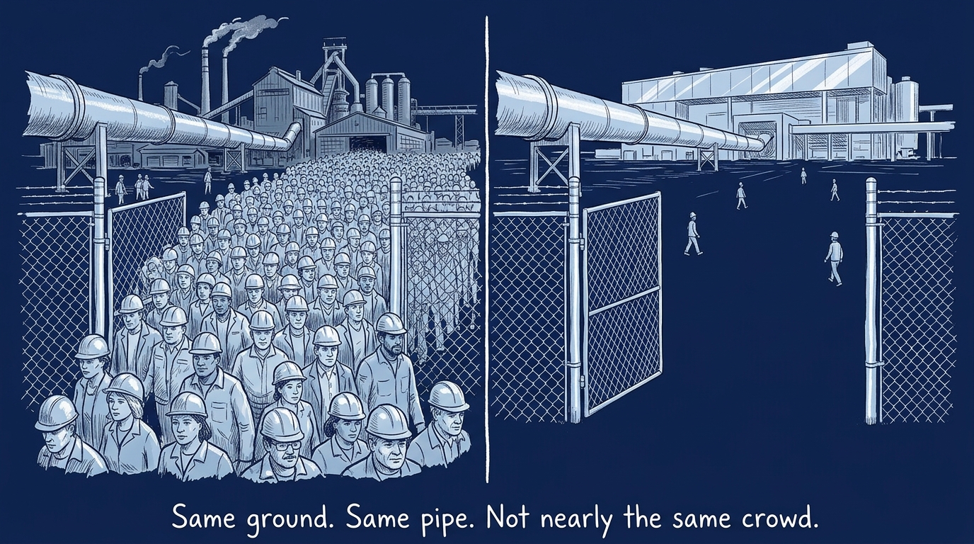 Image for &ldquo;Youngstown Sheet & Tube Shut Its Brier Hill Plant in 1979, Part of a Collapse That Cost the Valley 50,000 Jobs. In 2013, a French Company Built a $1.05 Billion Pipe Mill on the Exact Same Ground — to Make the Exact Same Product.&rdquo;